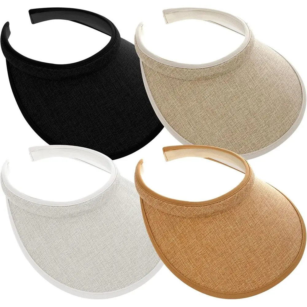 

4pcs Quick-Clip UV-Protected Wide Brim Visor Hats for Women - Ideal for Outdoor Sports and Travel