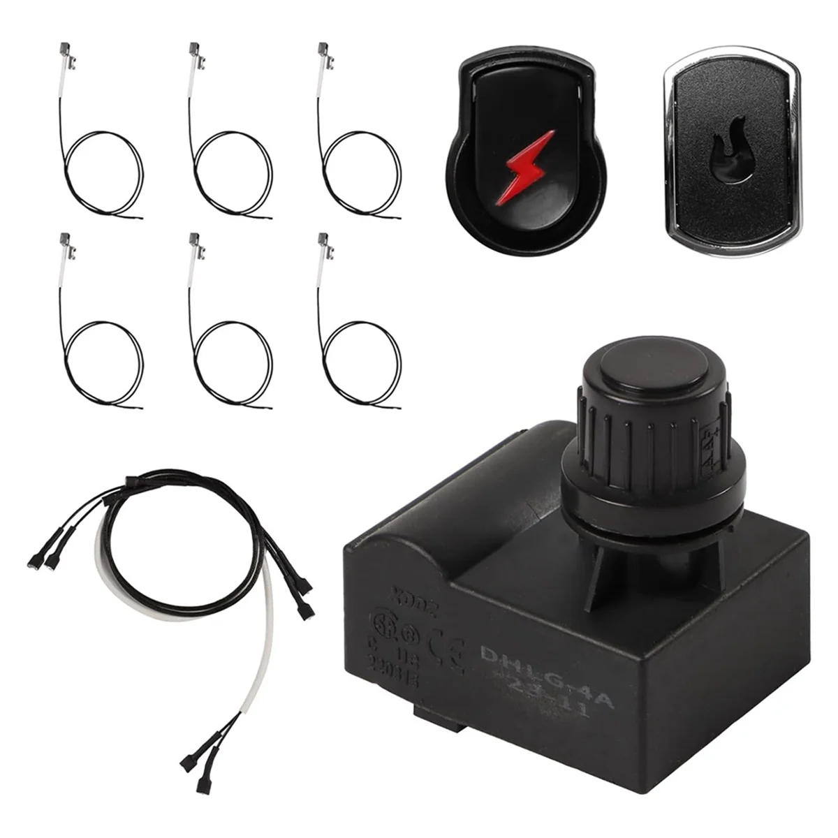 

Ignition Kit for Charbroil Gas Grills, 4 Outlet Ignitor Module Replacement with Wires and 2 Push Buttons for Charbroil