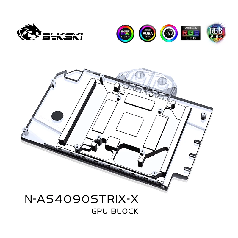 Imagem -02 - Bykski Bloco de Água para Asus Rog Strix Touf Gaming Geforce Rtx 4090 Placa Gpu Radiador de Resfriamento de Cobre Rgb Aura N-as4090strix-x