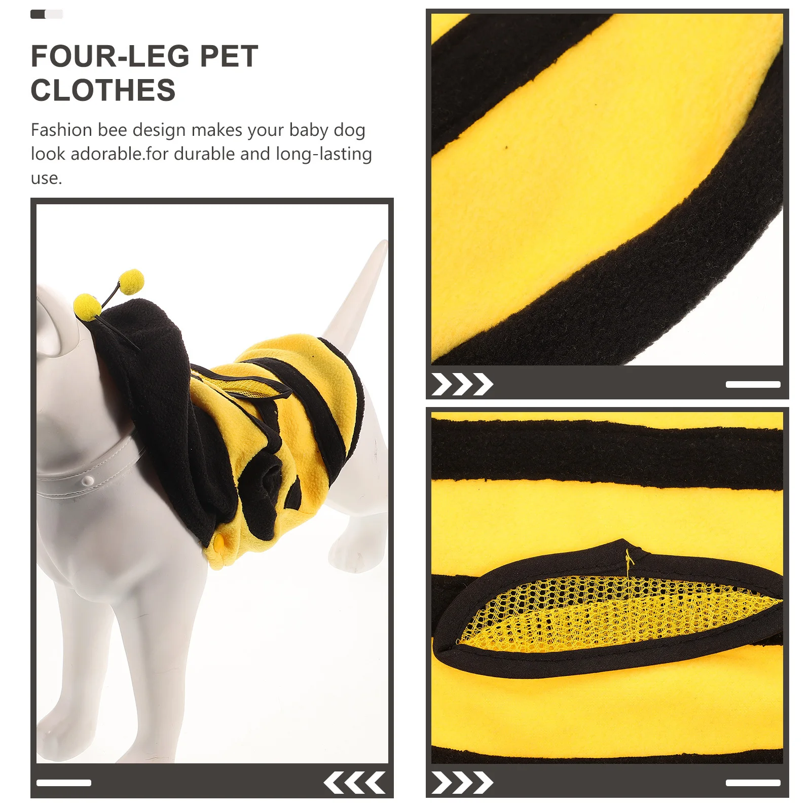 

Bee Costume For Dogs Yellow One-Piece Pet Outfit Durable Outdoor Walking Wear Doggy Fashion Cosplay Suit Pet