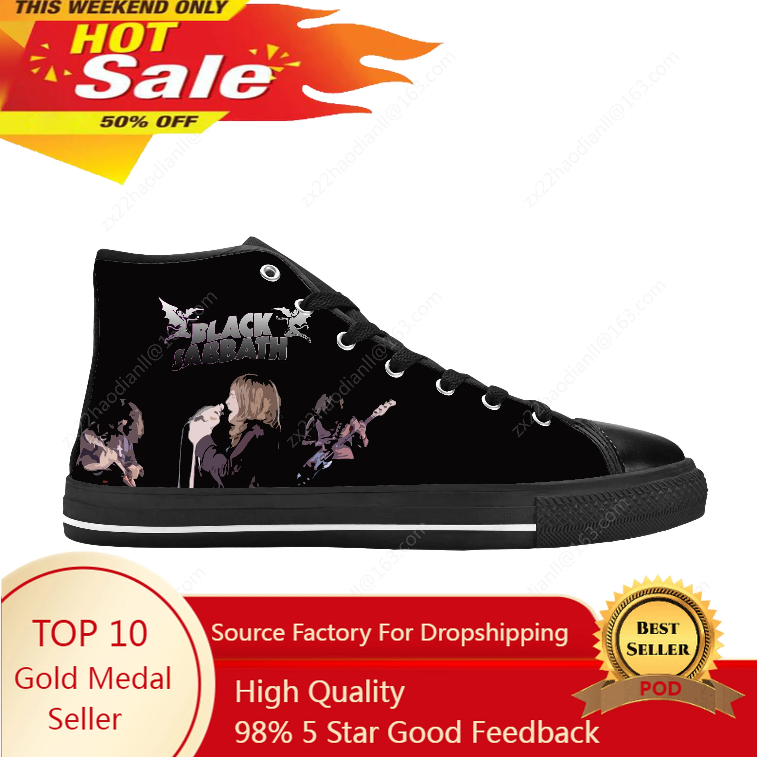 Sabbaths Heavy Metal Rock Band Singer Music Black Casual Cloth Shoes High Top Comfortable Breathable 3D Print Men Women Sneakers