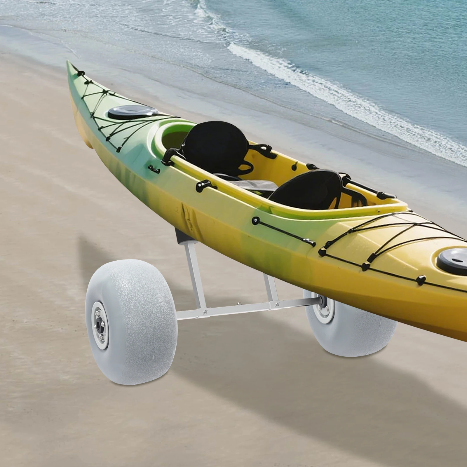 

Серое надувное пляжное колесо (2 шт.) ПУ + латунь + нержавеющая сталь — 99,21 фунта на подшипник колеса, низкая устойчивость к перекатанию