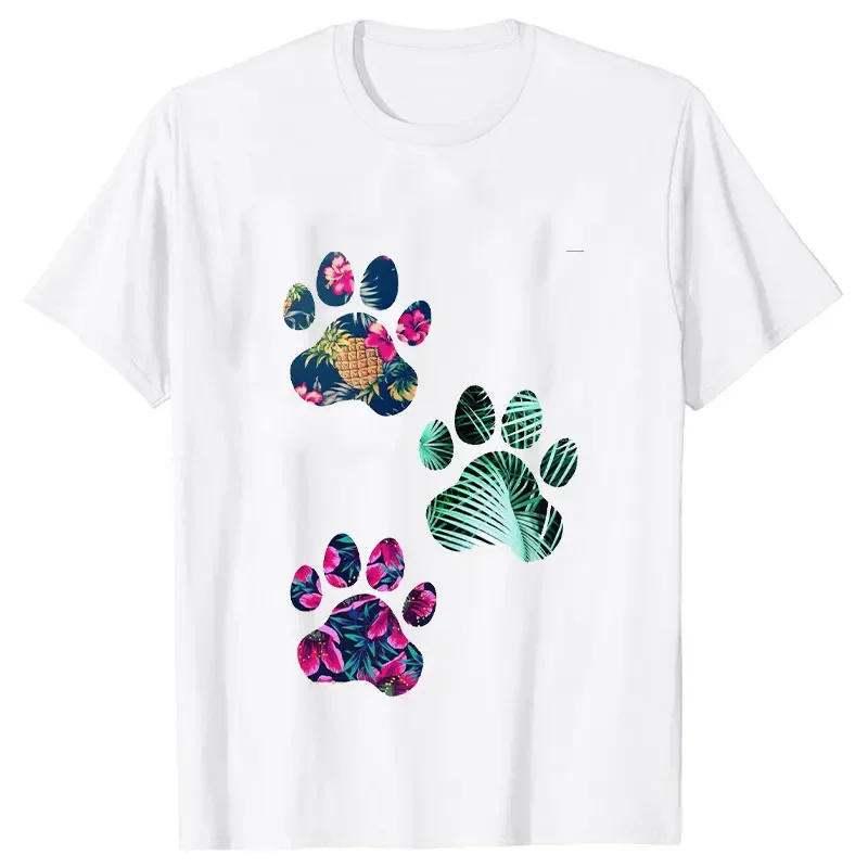 Fashion Women Dogs Paws T Shirt Dog Paw Heart Funny Casual O-neck Short Sleeve T-shirt Summer Kawaii Female Tee Shirt Clothing