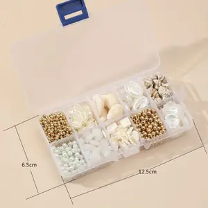 Handgefertigte Muschelimitation Perlenkette, Naturstein, Halsketten, Armbänder, Fußkaiser und andere Materialien, Seaside -Tourismus, DIY, 1 Box 6 Hauptverkaufskontenschalen - №4