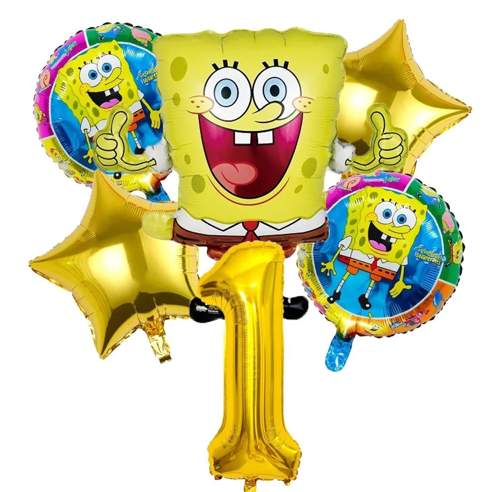 6 Stücke Cartoon SpongeBob Patrick Star Ballon set Geburtstag Party Luftballons Folienballons Junge Mädchen Baby Shower Party Supplies