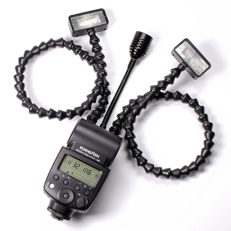 2025 رائجة البيع KUANGREN KR-909 ماكرو ضوء فلاش التوأم رئيس Speedlite لايت ل Laowa DSLR ضوء فلاش خارجي Twin Lite Flash