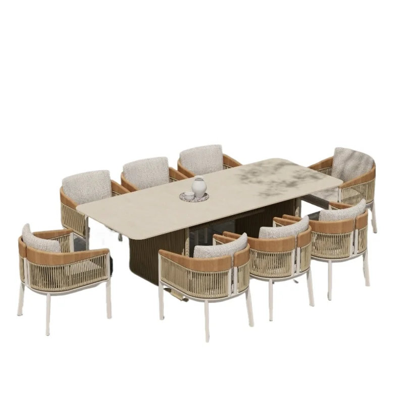 

Outdoor sofa teak garden villa terrace courtyard table and chairs leisure rattan furniture