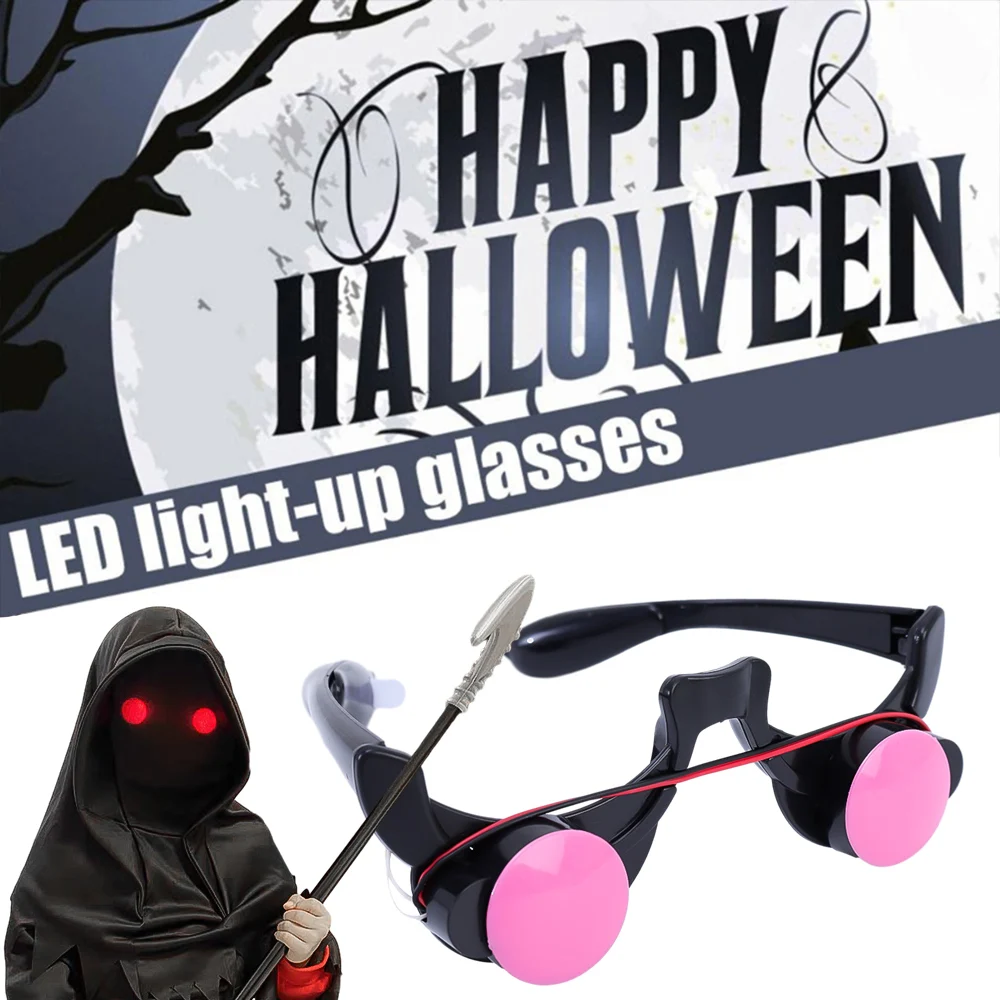 Funny Clown Glasses LED Luminous Eyewear Halloween Party Anime Role Playing Costume Props Cool Red Eyes Freak Novelty Masquerade