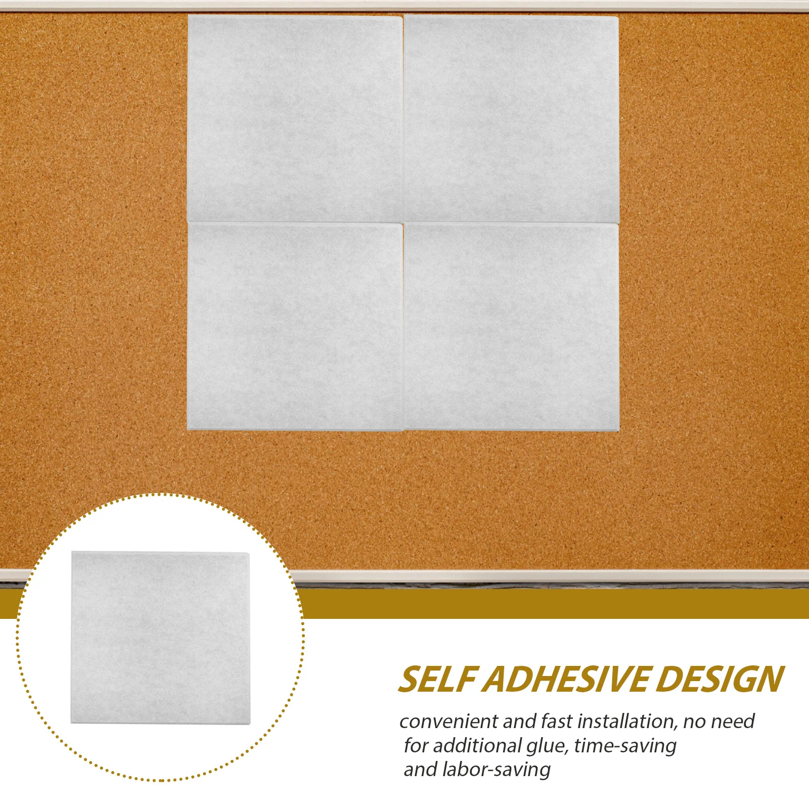 

4 Pcs Stickers Felt Board Tile Boards for Wall Square Bulletin Tiles Light Grey