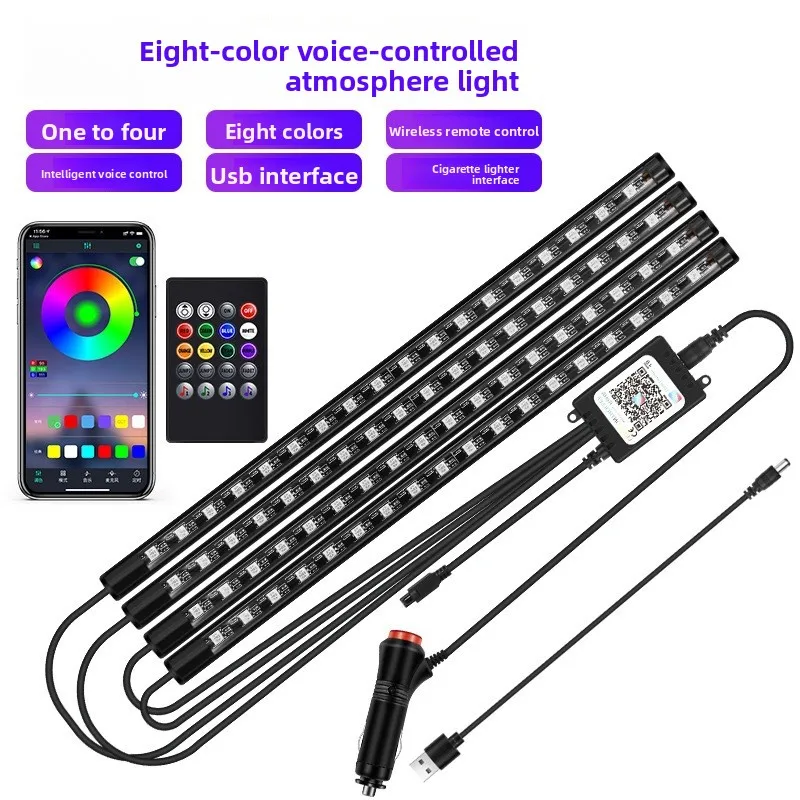 

36Neon LED Car Interior Ambient Foot Strip Light Kit Accessories RGB Backlight Remote App Music Control Auto Decorative Lamp