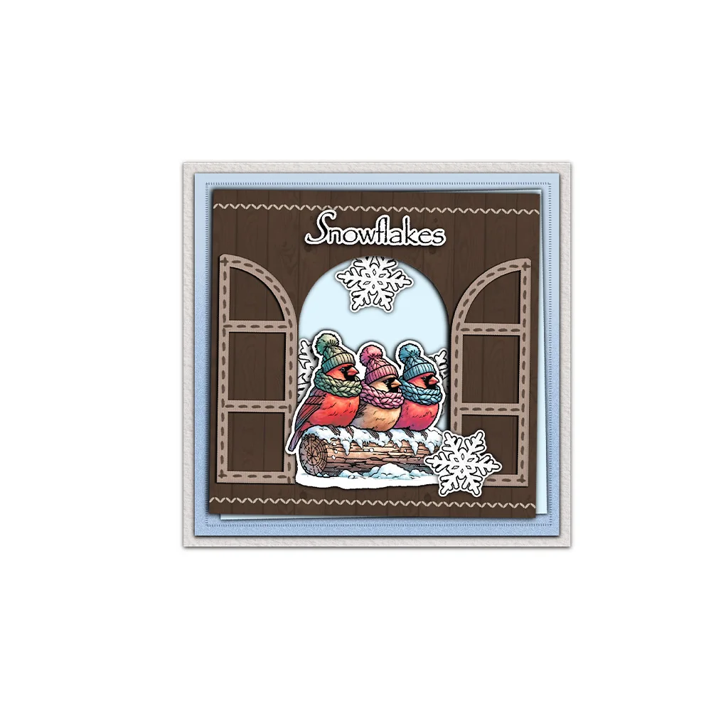 Mangocraft Winter Days Cute Birds In Scarf Clear Stamp DIY Scrapbooking Supplies Silicone Stamp For Card Making Albums Crafts