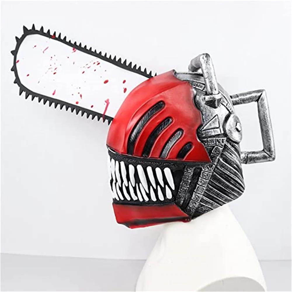 2PCS Chainsaw Latex Mask Terror Halloween Murder Accessories Props Cosplay Adult Electric Saw Man Mask Role Playing Party Gift