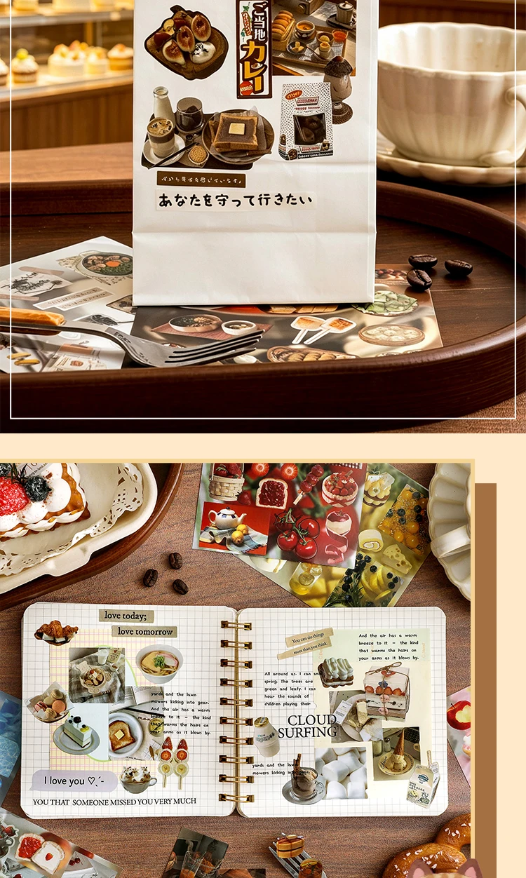 TIANZI 20sheets Old Year Grocery Store Creative Die cut Stickers Book for DIY Diary Scrapbook Handmade Aesthetic Stickers