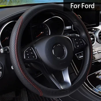 Auto Stuurhoes Microfiber Lederen Bescherming Cover Anti Slip Deksel Voor Ford Ranger Focus MK2 MK3 Mustang Fiesta MAX Mond