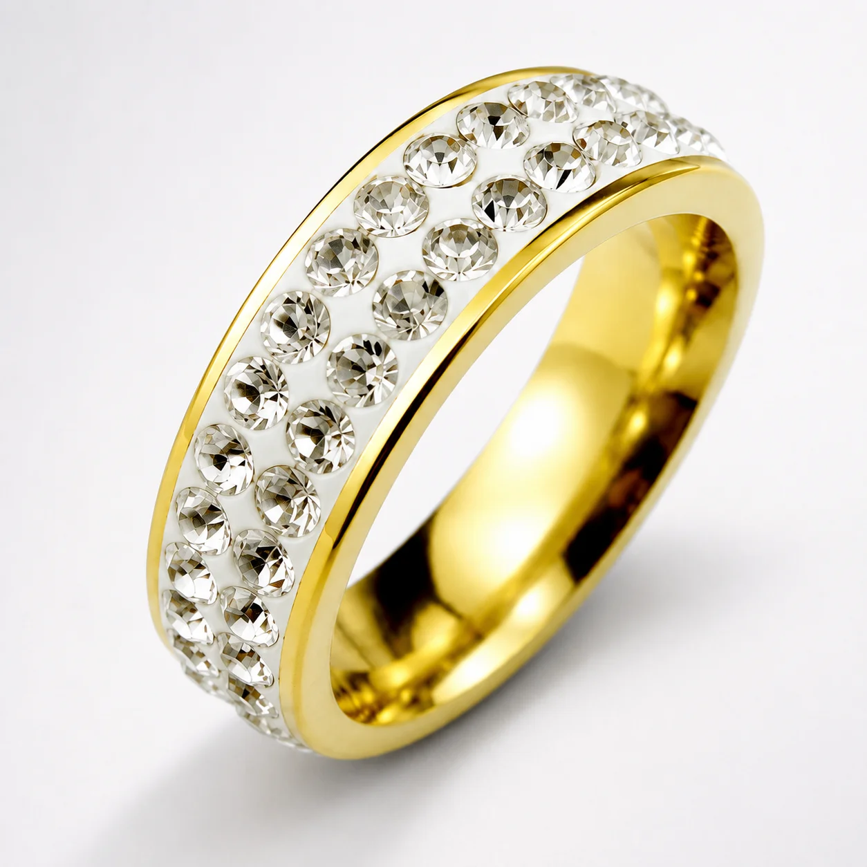 25Pcs Classic Women's Engagement Anniversary Wedding Rings Cubic Zirconia Gold Stainless Steel Female Jewelry PF065