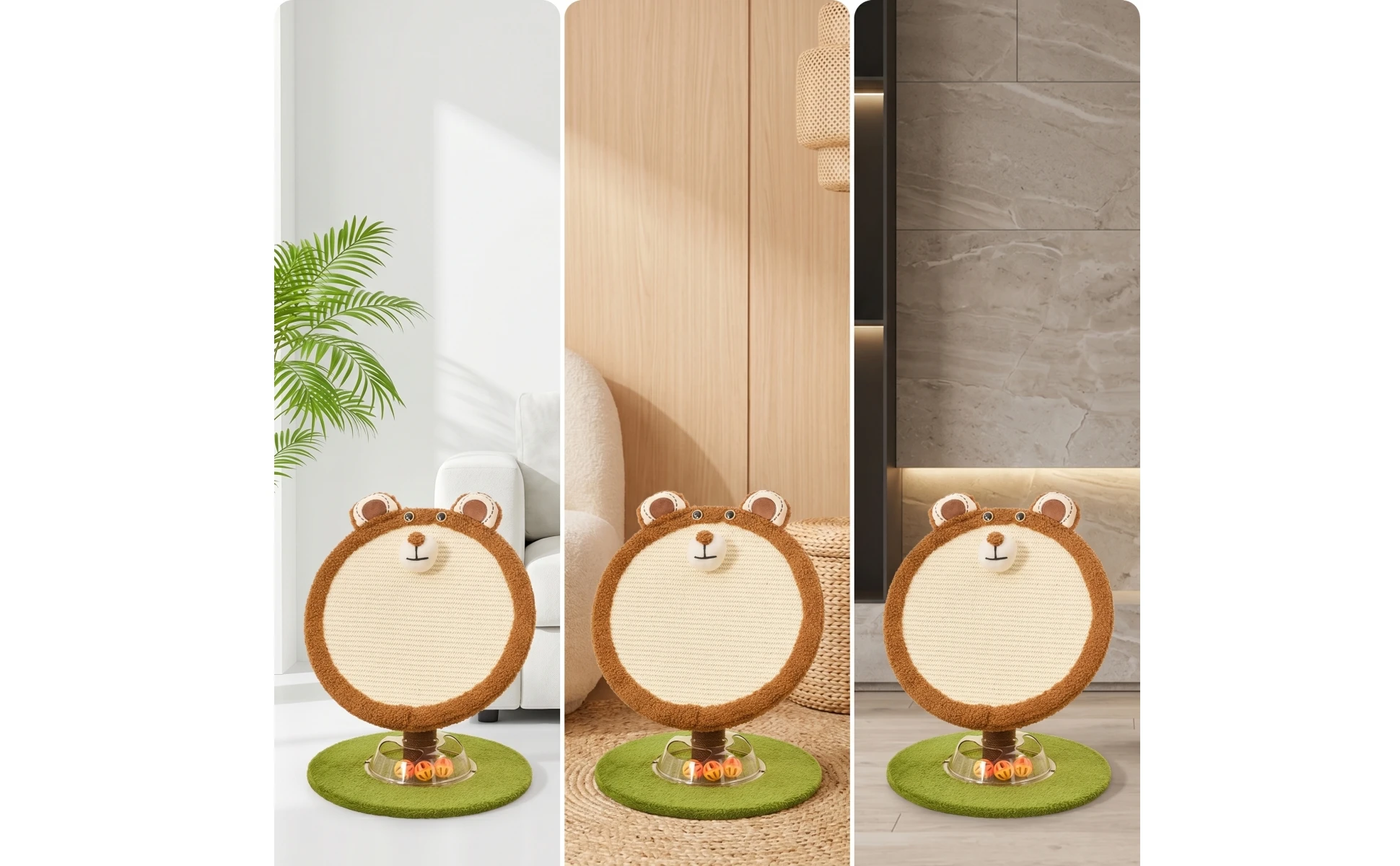 Cat Scratcher with Toy Balls Sturdy Cat Scratching Board Pet Furniture Indoor Non for Cats, Living Room