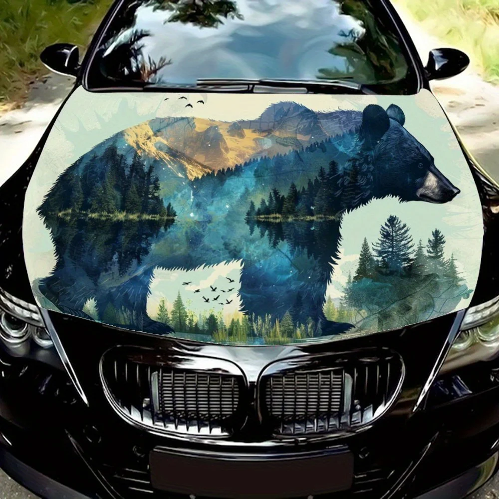 

Bear Spirit of the Forest: The Mysterious Fusion of Mountain and Bear; Car Vinyl Wraps, Vinyl Car Hood Graphics, Natural Style V