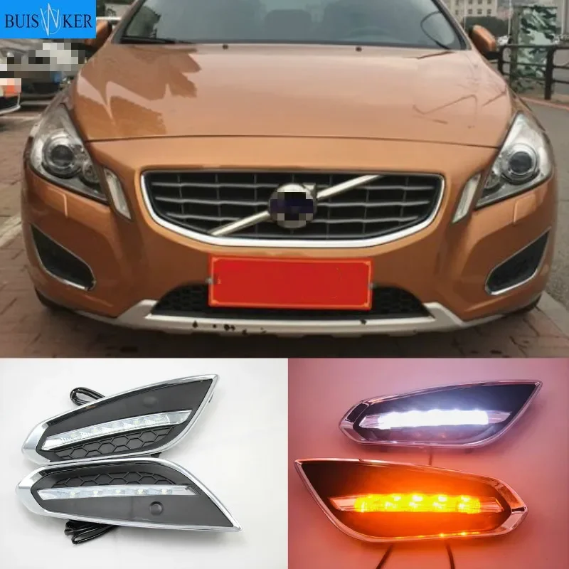 For Volvo S60 V60 2011 2012 2013,Light-Off Style Relay Waterproof Matte ABS Car DRL 12V LED Daytime Running Light Daylight