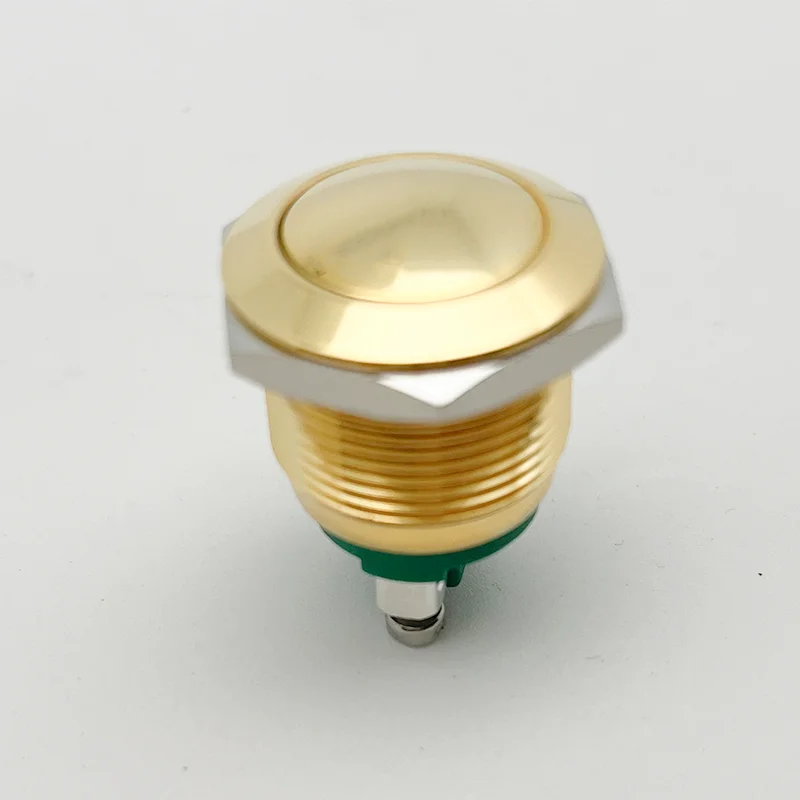 ELEWIND 19mm  Screw terminal Momentary (1NO) Domed head gold plated vandal proof push button switch ( PM191B-10/G )