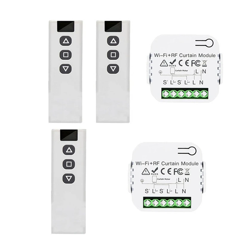 

HOT-Tuya Smart Life Wifi 433Mhz Blind Curtain Switch With RF Remote For Electric Roller Shutter Control, 1RE