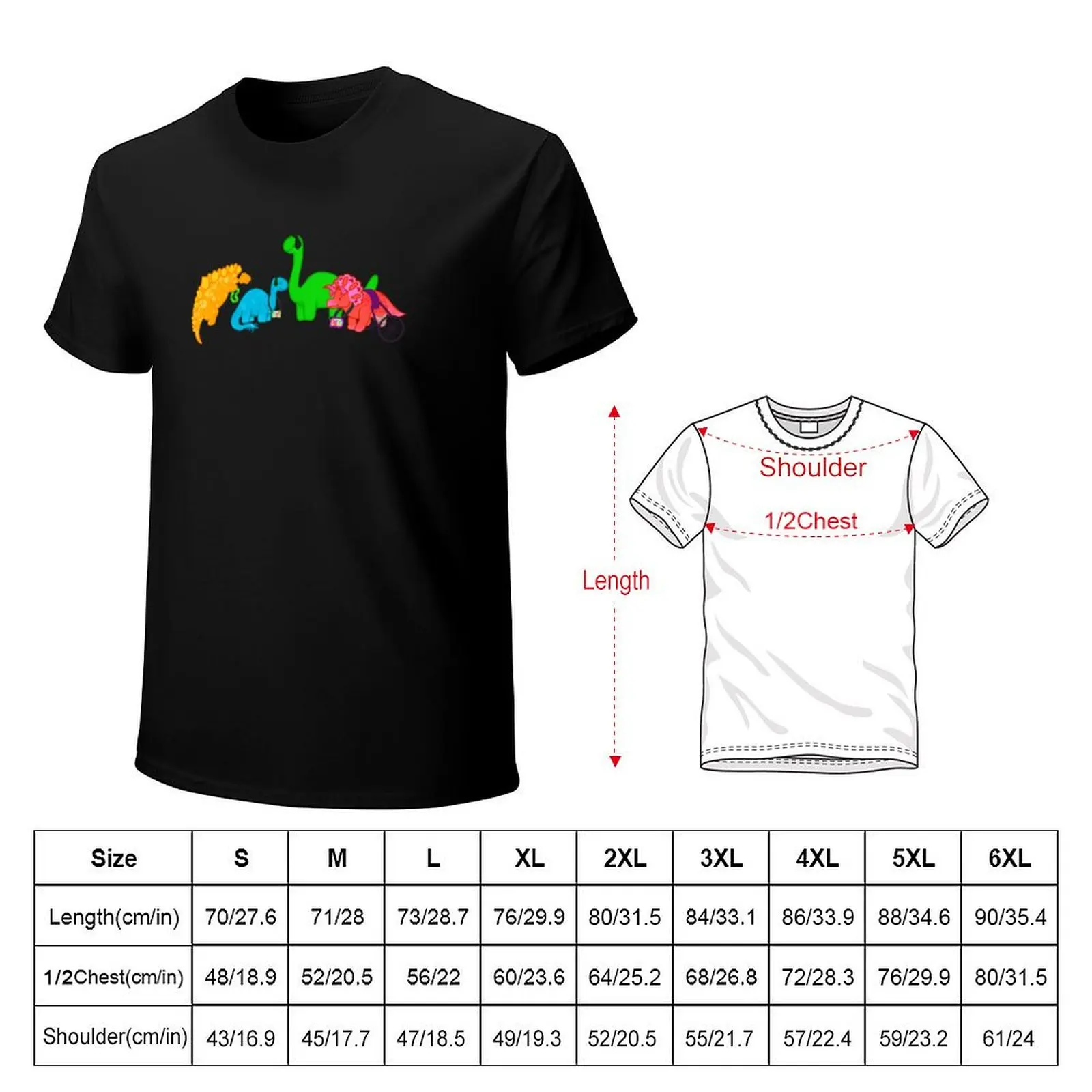 Disability inclusive Dinosaurs T-Shirt Casual Fashion Short Sleeve Cotton T-Shirt