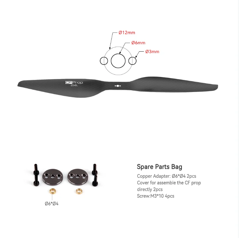 Ligpower P20*6 High Load Thrust Lightweight Polished 20 Inch Carbon Fiber Airplane Uav Drone Prop