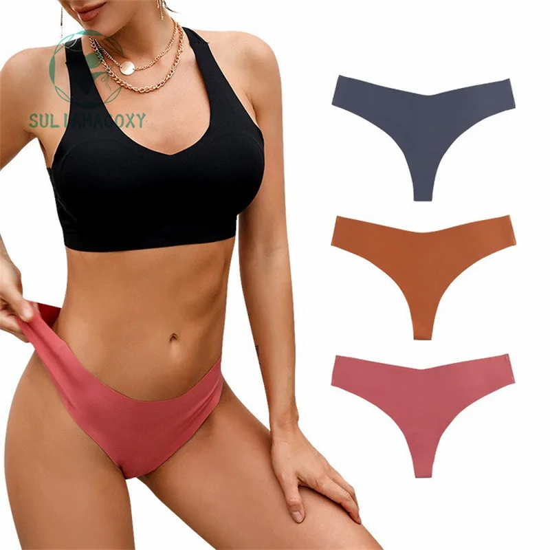 

3 Pcs Thong Women's Low-rise Sexy T Pants Seamless One Piece Nude Invisible Underwear