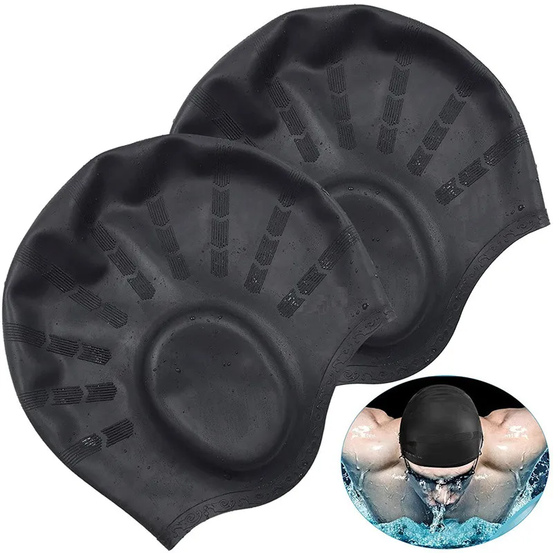 1PC Waterproof Swimming Cap For Men Women High Elasticity, Ears Protection, Large Silicone Diving Cap for Enhanced Comfort