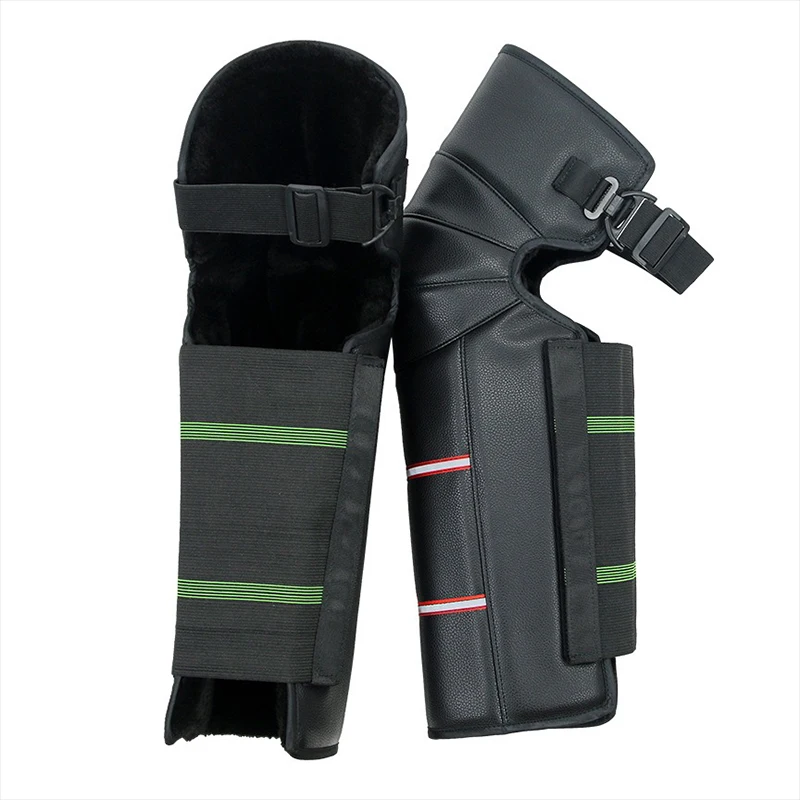

Motorcycle Winter Warm Knee Pads PU Leather Windproof Leg Gaiter Adjustable Strap Warm Leggings Covers Unisex Half Chaps for Mot