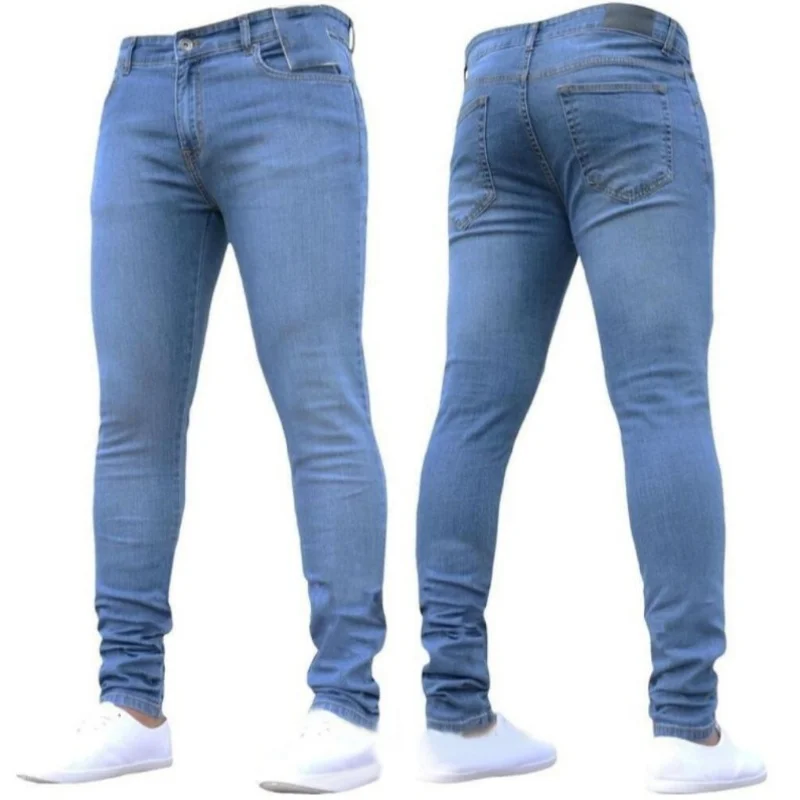 Pantalones de hombre Retro lavado cremallera pantalones vaqueros elásticos Casual pantalones ajustados pantalones de tubo de talla grande para hombre pantalones vaqueros ajustados de mezclilla para hombres