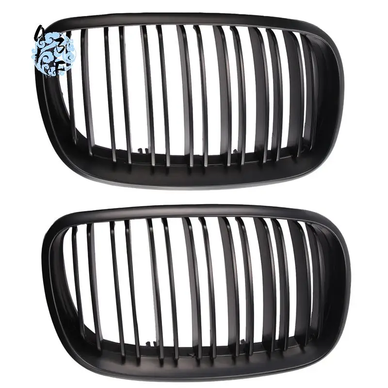 

A13F-Matte Black Front Bumper Dual Slat Front Kidney Grill Grille For-BMW X5 X6 E70 E71 2007-2014