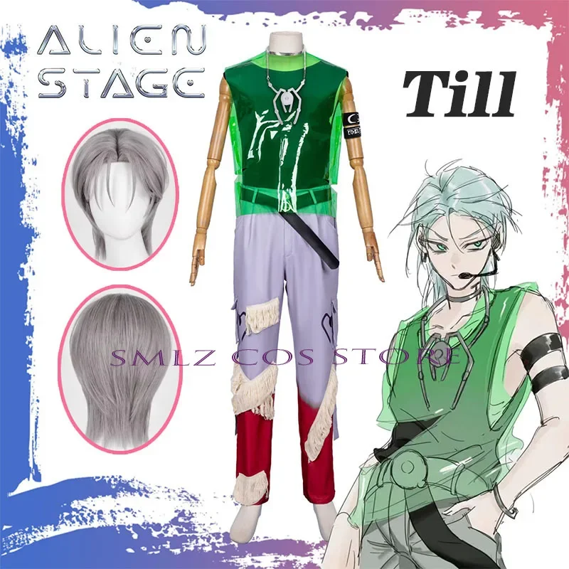 Disfraz de Cosplay de Green Till Alien Stage R7 Blink Gone Green: Chaleco, Traje, Peluca, Brazalete, Accesorios, Collar, Decoración, Pantalones y Traje de Actuación