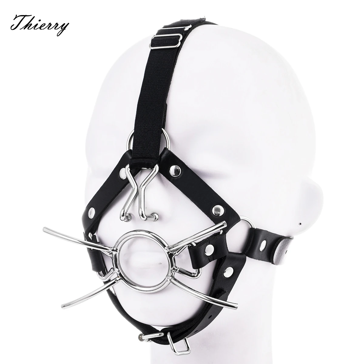 Thierry Head Harness Nose Hook Open Mouth Spider X Style O Ring Gag, Fetish SM Restraint Adult Games Products Sex Toys for Women