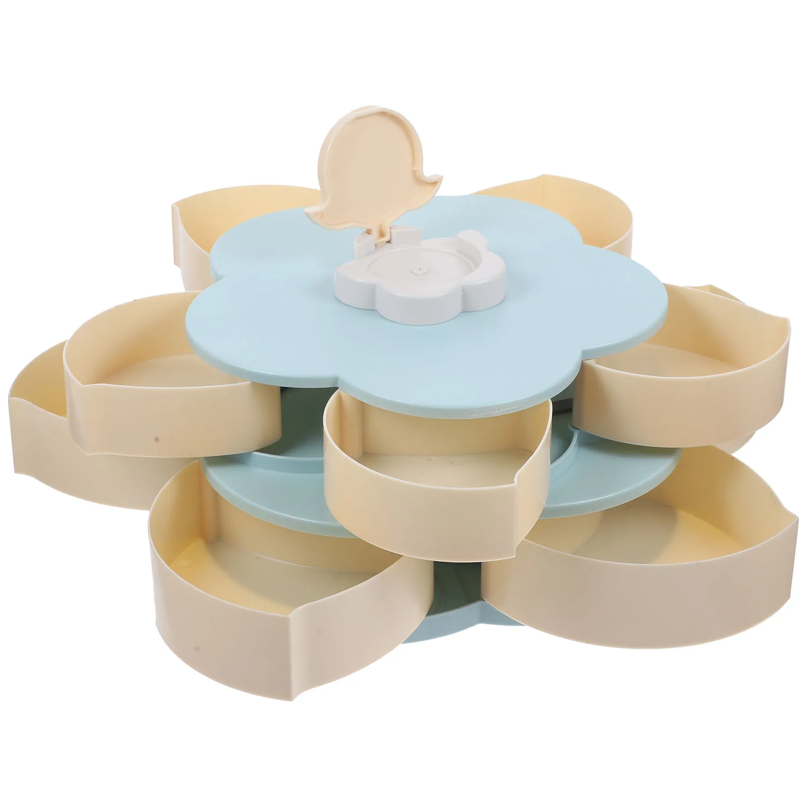 

Rotating Petal Snack Plate Double Layer Charcuterie Candy Storage Box Flower Shape Container PP Tray Kitchen Bar Utensils Set