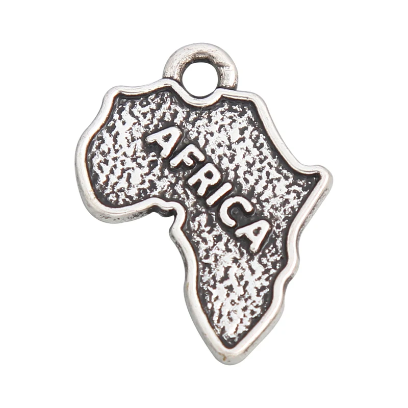 

RAINXTAR Alloy Double Side Vintage Africa World Map Charm 14*20mm 50pcs AAC196