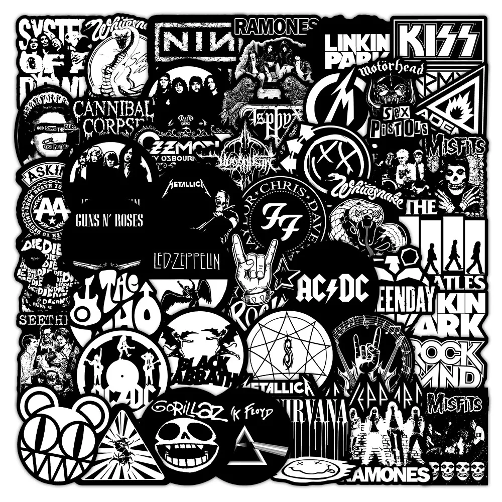 55 Pcs Rock Band Stickers - Cool Music-Themed Decals for Guitars, Luggage, Notebooks & DIY Crafts LanLanStickersWorld