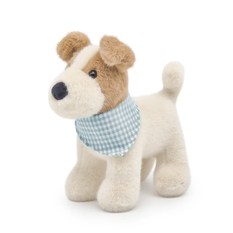 Juguete de peluche de zorro Terrier de alambre de 20cm con babero, perro de peluche suave, Animal relleno de perro Adorable, peluche para niños, regalo de cumpleaños, decoración del hogar