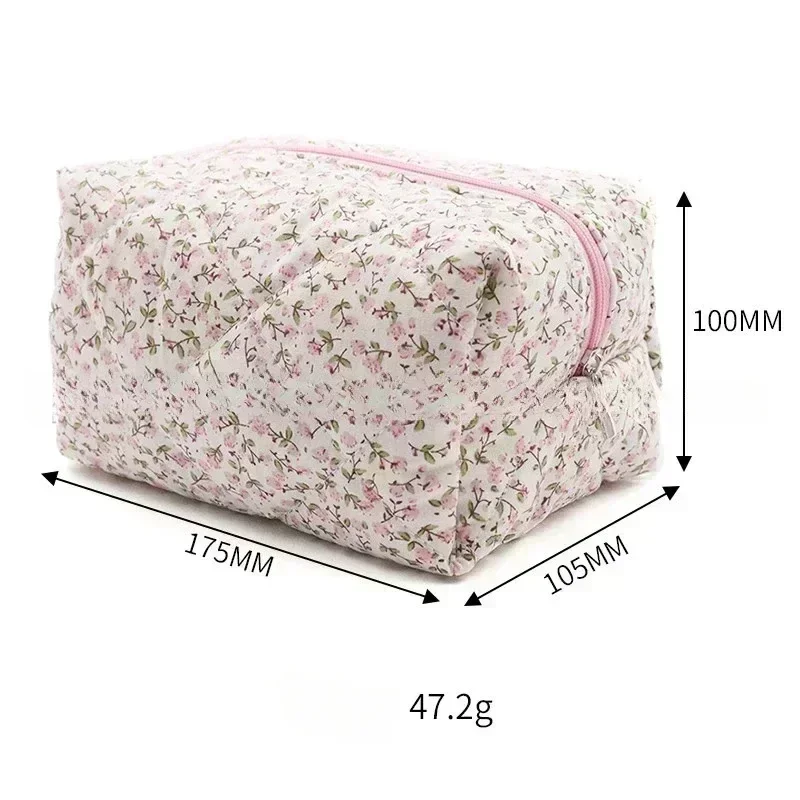 Storage Organizer Floral Puffy Quilted Makeups Bags Flower Printed Cosmetic Pouch Large Travel Cosmetics Bag Makeup Accessory