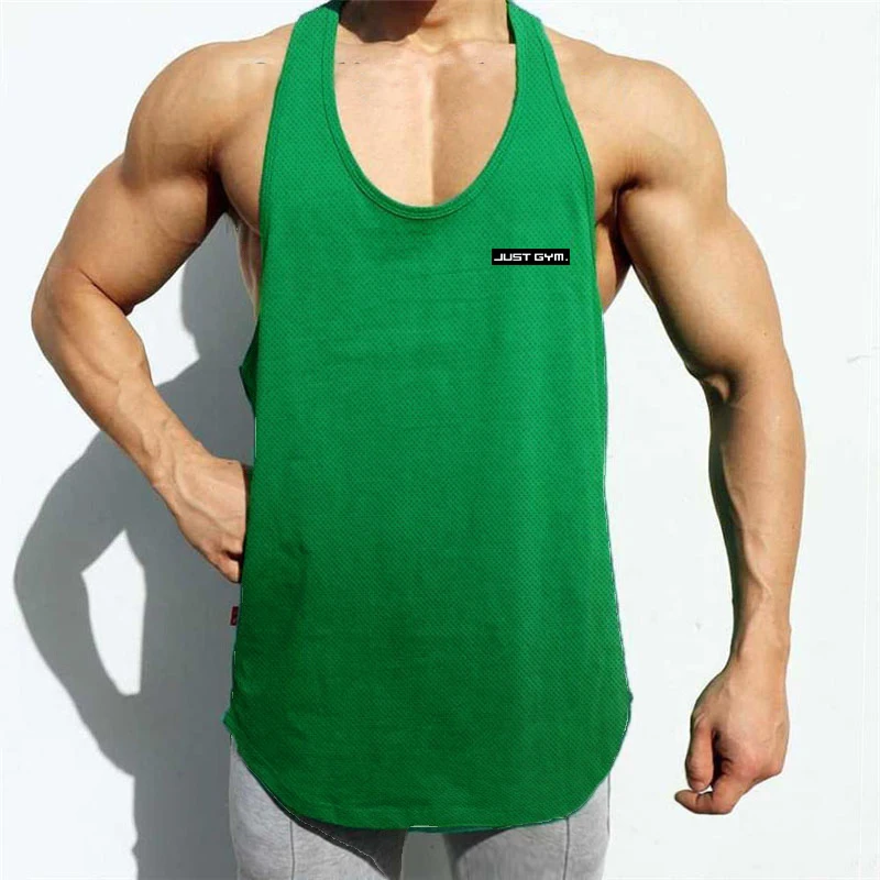 New Brand Gym Clothing Mens Mesh Fitness Stringer Tank Top Men Bodybuilding Singlets Running Vest Workout Sleeveless T-Shirt