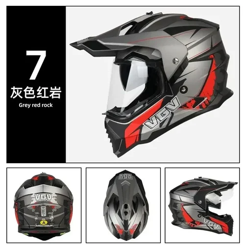 Imagen 2 del producto Casco de motocicleta MTB ATV Motocross Cascos patrón de fibra de carbono Casco todoterreno doble lente Capacete Casco moto certificación DOT
