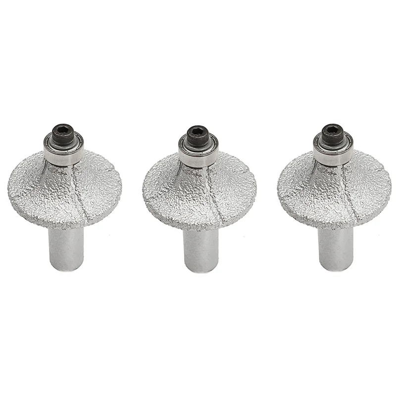 

Y17A 3Pcs 1/2Inch Diamond Router Bit Wheel Half Bullnose For Hand Profiler Marble Granite