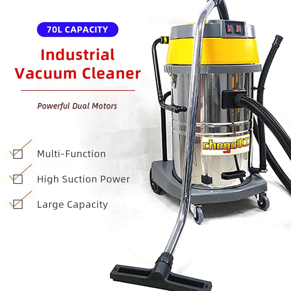 Household Powerful Vacuum Cleaner 2000W Hotel Car Wash Industrial Vacuum Cleaner 70 Litre Suction Pow