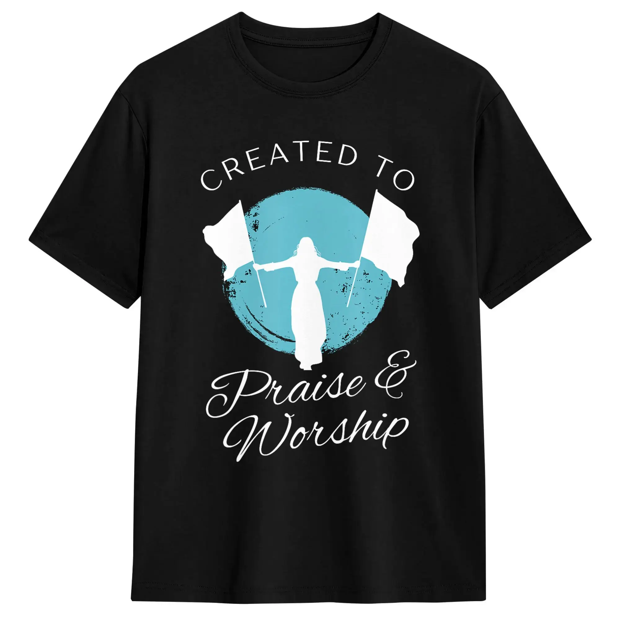 Created to Praise and Worship Christian Flag Dance Ministry T Shirt Summer Cotton T Shirts Men Tshirt Short-Sleeved Vintage Tees