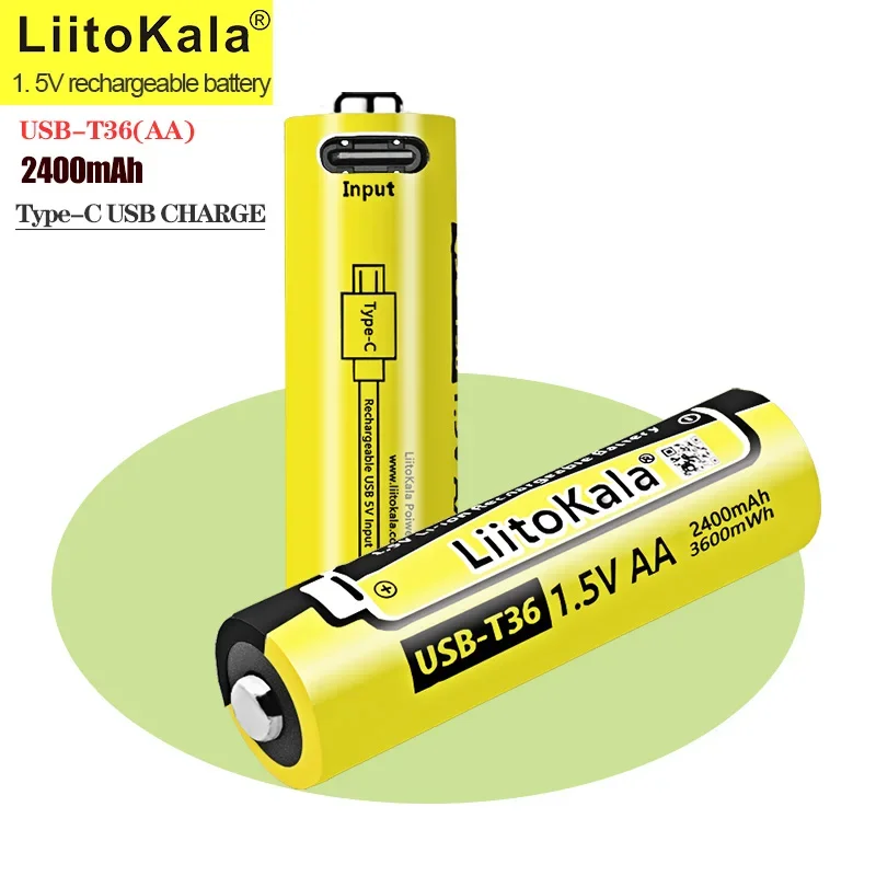 بطارية ليثيوم أيون قابلة لإعادة الشحن LiitoKala-USB ، ذات سعة عالية ، مناسبة للتحكم عن بعد ، ماوس لاسلكي ، ، من من من من من من نوع V ، AA ، 3600mWh ، 1-50