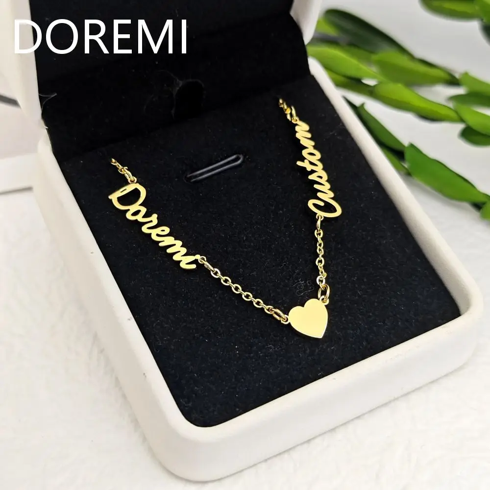 

lateefah women's multi-personalized 3-letter nameplate necklace nameplate jewelry, the original heart necklace stainless steel