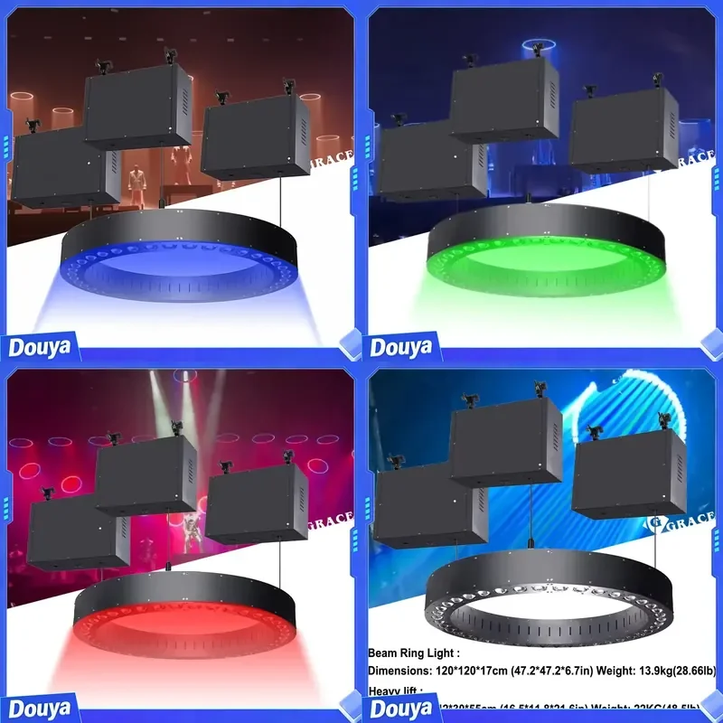 Igracelite Kinetic DMX Winch LED Circle Ring Stage Light Beam Dj Party Wedding Lighting