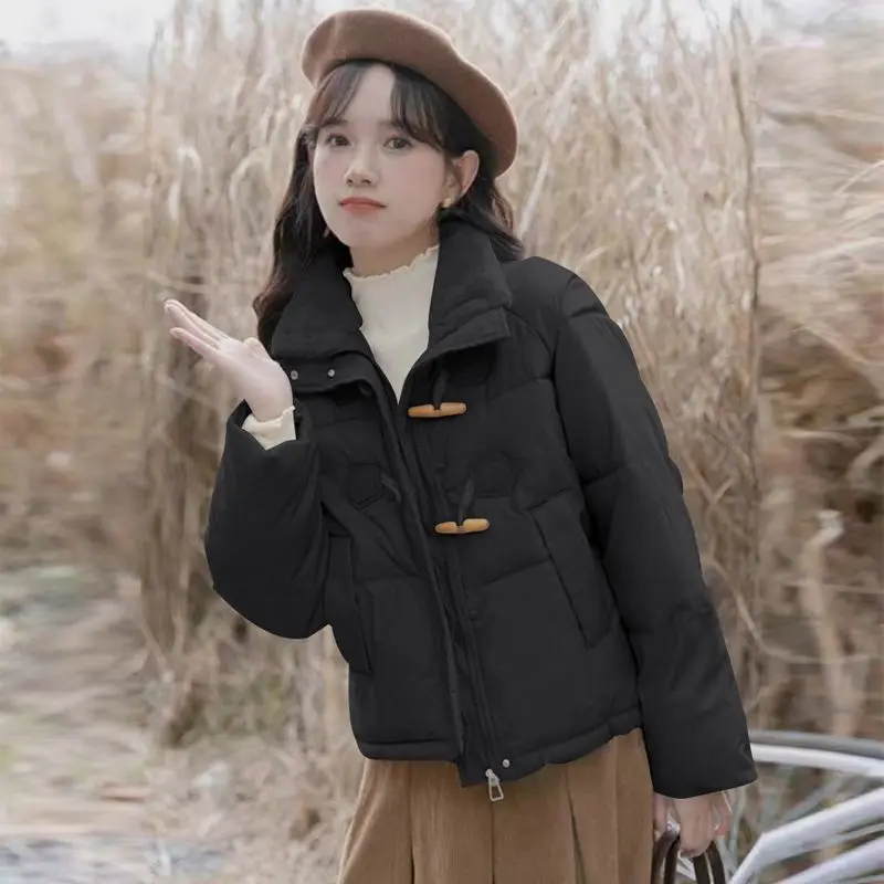 Veste courte en coton épais et ample pour femme, col montant, nouvelle collection hiver 2025