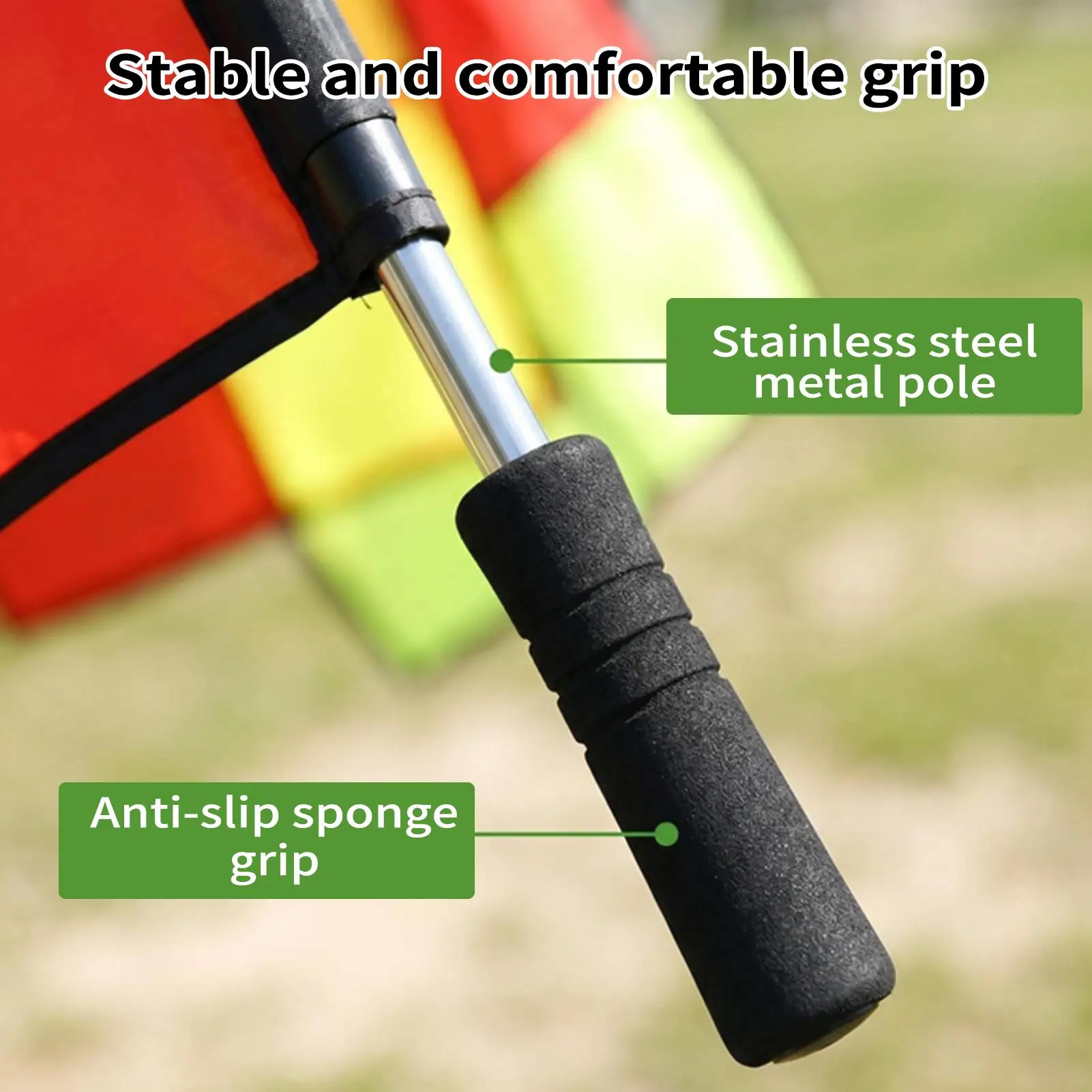 High Visibility Soccer Referee Flags Non-Slip Grip Football Linesman Flags For Sports Match Training School Tournament Stadium view 4