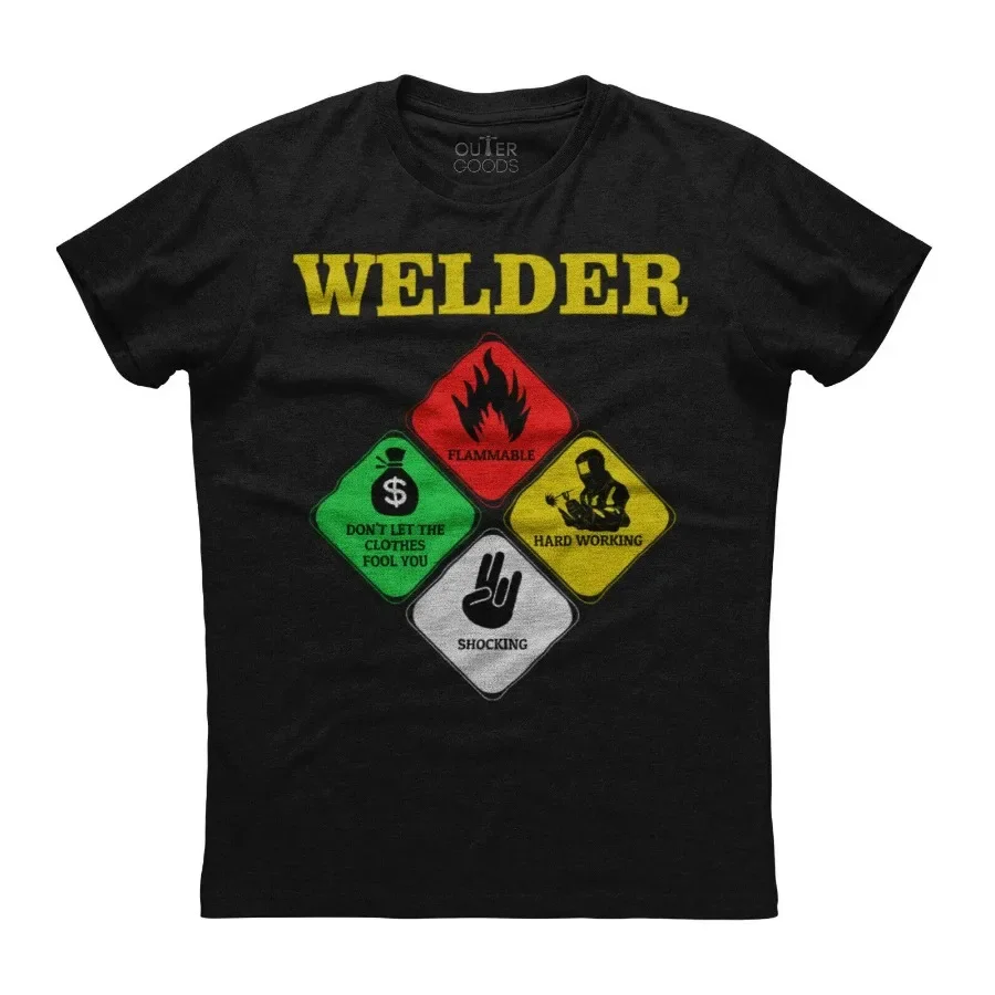 Welder Hard Working Flammable Funny Graphic Printed T-Shirt. Summer Cotton O-Neck Short Sleeve Mens T Shirt New S-3XL