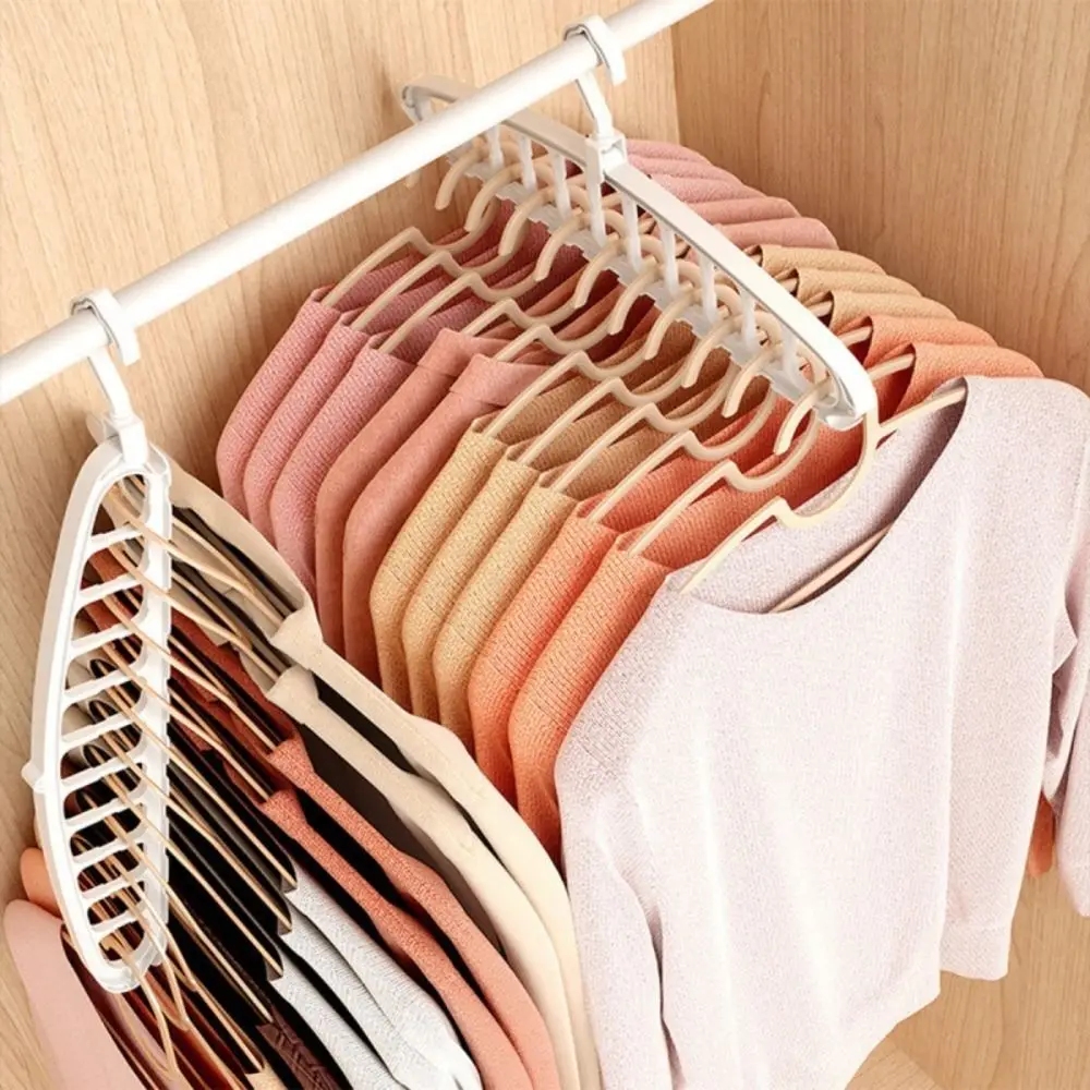 New Folding Rotating Hanger Multi Slot 11 Holes Clothes Hanger Plastic Rotating Wardrobe Storage Rack Dormitory Organization
